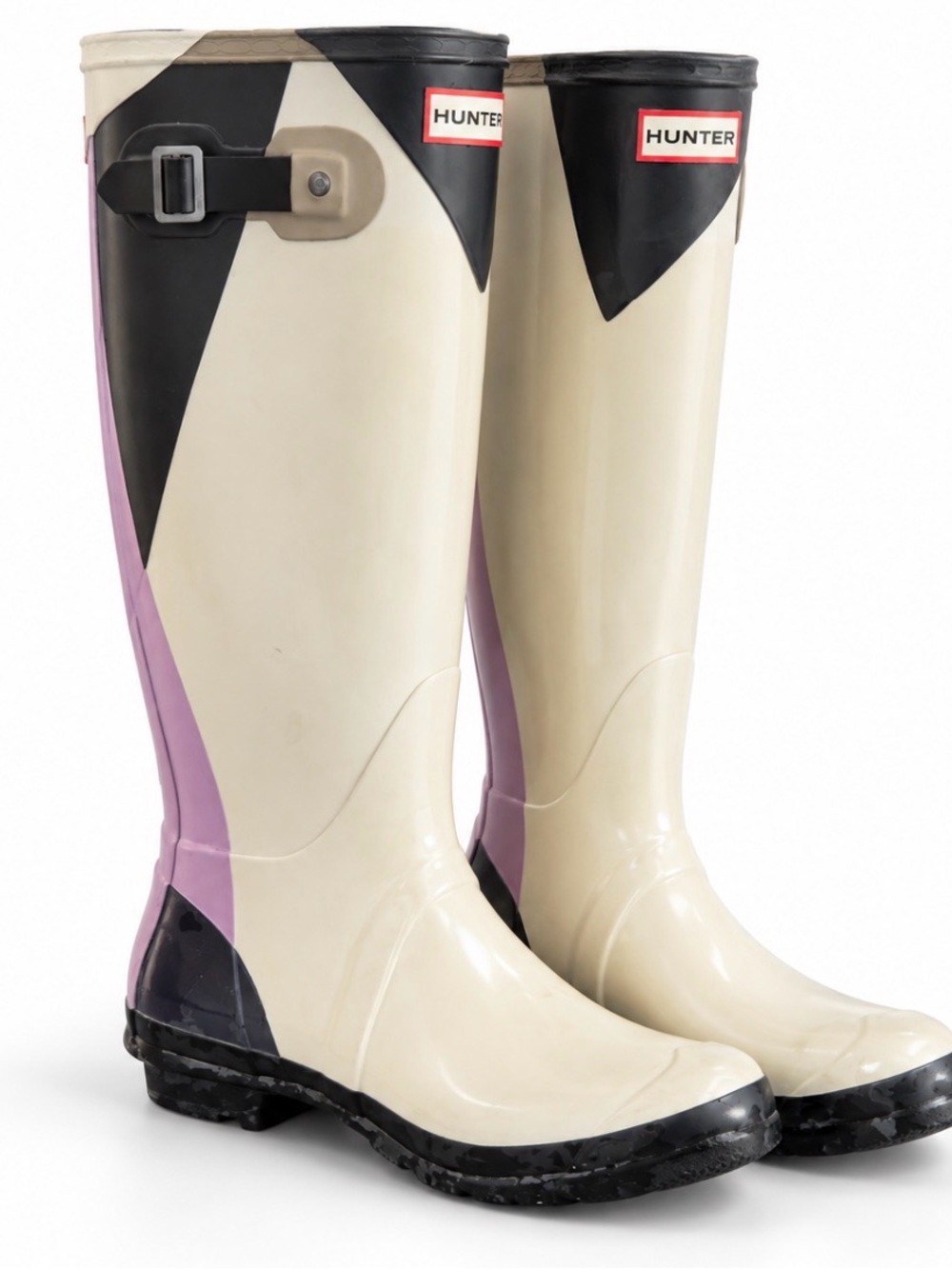 Hunter Original Tall Colour Block Rain Boots Size 8 Waterproof